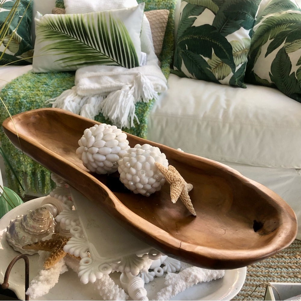 Gorgeous HAND CARVED Huge Wood Display Bowl